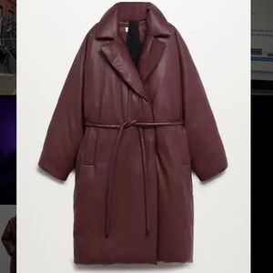 Maroon, Oversized, quilted, coat